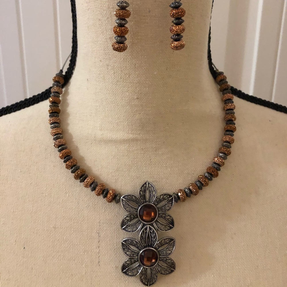 Glasshouse custom made necklace and earring set